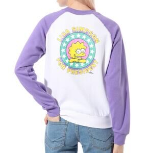 Vans x The Simpsons Lisa for President Sweater Small Purple White Crewneck New